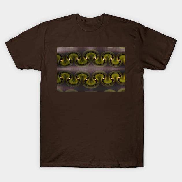 Golden Green Fractal Mushroom Trees T-Shirt by pinkal